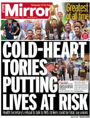 Daily Mirror (UK) Newspaper Front Page for 19 December 2022