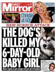 Daily Mirror Newspaper Front Page (UK) for 19 February 2014