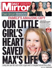 Daily Mirror (UK) Newspaper Front Page for 19 February 2018