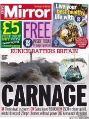 Daily Mirror (UK) Newspaper Front Page for 19 February 2022