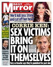 Daily Mirror (UK) Newspaper Front Page for 19 March 2013