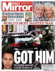 Daily Mirror (UK) Newspaper Front Page for 19 March 2016