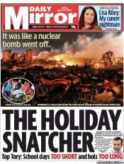 Daily Mirror (UK) Newspaper Front Page for 19 April 2013