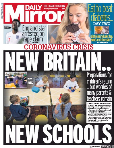 Daily Mirror Newspaper Front Page (UK) for 19 May 2020