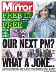 Daily Mirror (UK) Newspaper Front Page for 19 June 2019