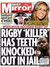 Daily Mirror Newspaper Front Page (UK) for 19 July 2013