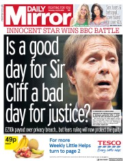 Daily Mirror (UK) Newspaper Front Page for 19 July 2018