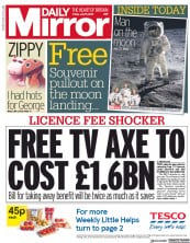Daily Mirror (UK) Newspaper Front Page for 19 July 2019