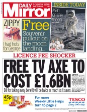 Daily Mirror (UK) Newspaper Front Page for 19 July 2019