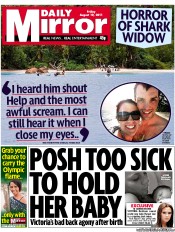 Daily Mirror (UK) Newspaper Front Page for 19 August 2011