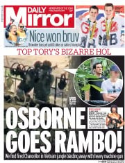 Daily Mirror (UK) Newspaper Front Page for 19 August 2016