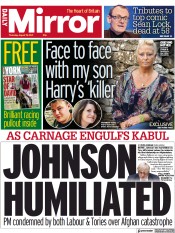 Daily Mirror (UK) Newspaper Front Page for 19 August 2021