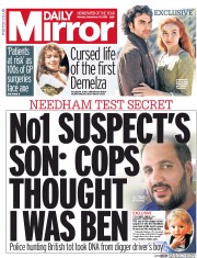 Daily Mirror (UK) Newspaper Front Page for 19 September 2016