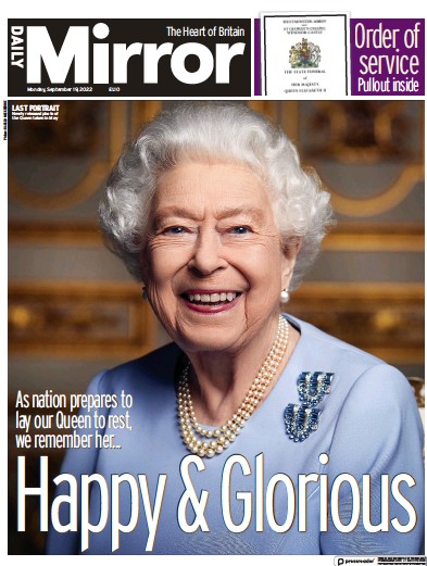 Daily Mirror Newspaper Front Page (UK) for 19 September 2022
