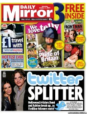 Daily Mirror Newspaper Front Page (UK) for 1 October 2011