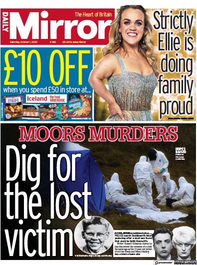 Daily Mirror Newspaper Front Page (UK) for 1 October 2022