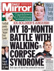 Daily Mirror (UK) Newspaper Front Page for 1 December 2016