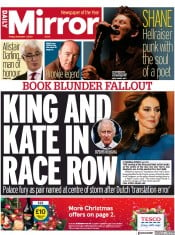 Daily Mirror front page for 1 December 2023