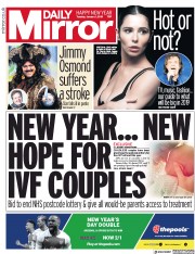 Daily Mirror (UK) Newspaper Front Page for 1 January 2019