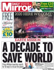 Daily Mirror (UK) Newspaper Front Page for 1 January 2020