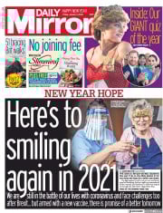 Daily Mirror (UK) Newspaper Front Page for 1 January 2021