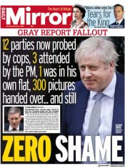 Daily Mirror (UK) Newspaper Front Page for 1 February 2022