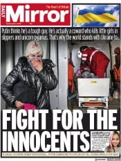 Daily Mirror (UK) Newspaper Front Page for 1 March 2022