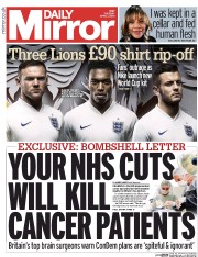 Daily Mirror Newspaper Front Page (UK) for 1 April 2014