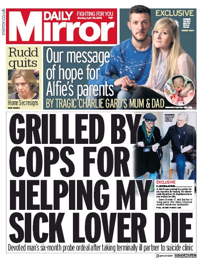 Daily Mirror Newspaper Front Page (UK) for 1 May 2018