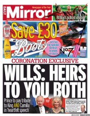 Daily Mirror (UK) Newspaper Front Page for 1 May 2023