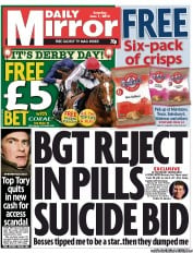 Daily Mirror (UK) Newspaper Front Page for 1 June 2013