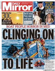 Daily Mirror (UK) Newspaper Front Page for 1 June 2015