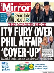Daily Mirror front page for 1 June 2023