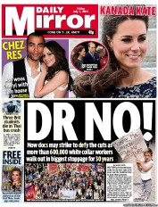 Daily Mirror Newspaper Front Page (UK) for 1 July 2011
