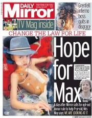 Daily Mirror (UK) Newspaper Front Page for 1 July 2017