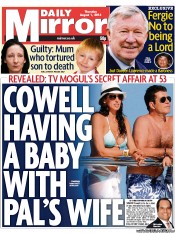 Daily Mirror (UK) Newspaper Front Page for 1 August 2013