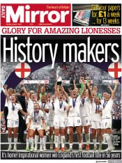 Daily Mirror front page for 1 August 2022