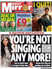 Daily Mirror (UK) Newspaper Front Page for 1 September 2012