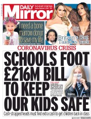 Daily Mirror (UK) Newspaper Front Page for 1 September 2020