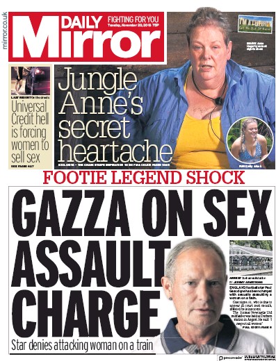 Daily Mirror Newspaper Front Page (UK) for 20 November 2018