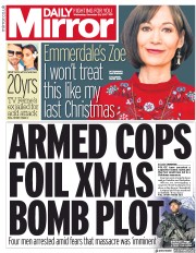 Daily Mirror (UK) Newspaper Front Page for 20 December 2017