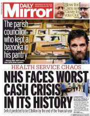 Daily Mirror (UK) Newspaper Front Page for 20 February 2016