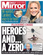 Daily Mirror (UK) Newspaper Front Page for 20 February 2020