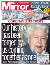 Daily Mirror (UK) Newspaper Front Page for 20 March 2020