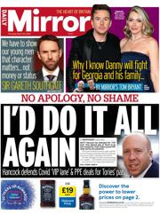 Daily Mirror front page for 20 March 2025