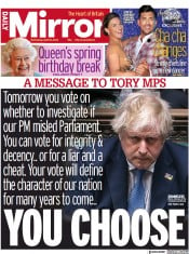 Daily Mirror (UK) Newspaper Front Page for 20 April 2022