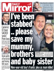 Daily Mirror (UK) Newspaper Front Page for 20 May 2014