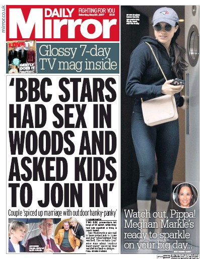 Daily Mirror Newspaper Front Page (UK) for 20 May 2017