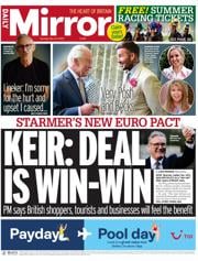 Daily Mirror front page for 20 May 2025