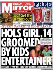 Daily Mirror (UK) Newspaper Front Page for 20 July 2013